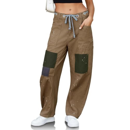 Women's Vintage Y2K Gothic Patchwork Jeans Street Hip-Hop Applique Trousers Acid Wash Straight-Leg Denim Pants2