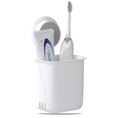 Image of STEFFAN Toothbrush Holders for Bathroom - Durable and Sturdy Brush Holder, Multipurpose Brush Holder for Bathroom Wall - Perfect for Home Use (White Pack of 1)