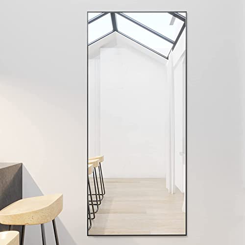 Image of BEAUTYPEAK Full Length Mirror 32 inchx71 inch, Rectangle Large Full Body Floor Mirrors, Dressing Wall Mirror with Aluminum Alloy Thin Frame for Living Room, Bedroom, Black