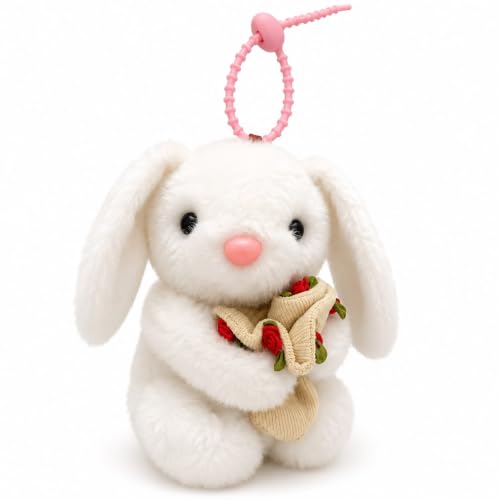 Image of SCOOBA 2 in 1 Bouquet Cap Bunny Soft Toy 15cm (Transformation Bouquet Bunny White)