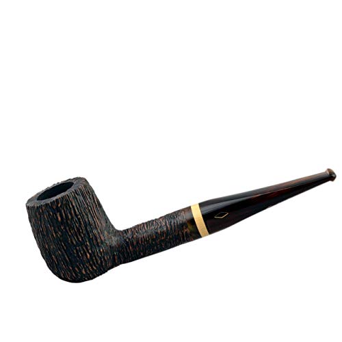 Con filtro da 9 mm Brebbia Ninja (rocciata 1001) - Pipa dritta per tabacco da biliardo con stelo in acrilico color tartaruga e fascia in bosso