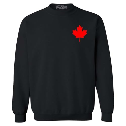 shop4ever Canada Red Maple Leaf Pocket Crewneck Sweatshirts Canadian Sweatshirt for Men Women