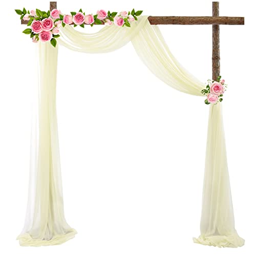 ZOYIEP Cortina transversal, arco de boda, decoración para las manos libres, voile, para bodas, salón, ventana, decoración (beige, 70 x 550 cm)