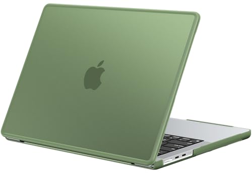 BlueSwan Anti-Cracking Hard Shell Case Compatible with MacBook Pro 14-inch M5 2026 2025-2021 Release M4 M3 M2 M1 Pro/Max Chip, Anti-Fingerprint Soft TPU Bumper, Frosted Midnight Green