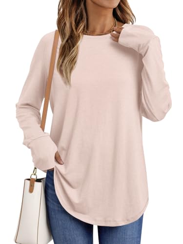 Image of AUTOMET Womens Long Sleeve Tunic Tops Crew Neck Casual Loose Fit Shirts