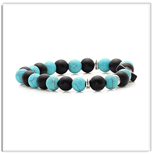 Image of Xusamss Fashion 8MM Matte Agate Beads Bracelet Cross Elastic Bracelet,7 1 /2 Wrist