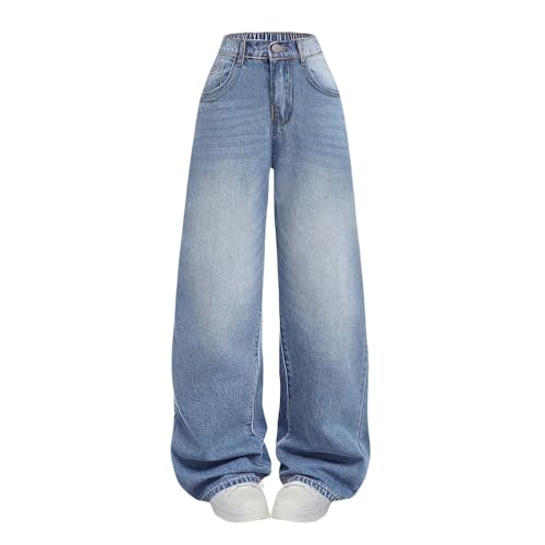 Wide Leg Jeans Teens Cute Baggy Pants Wide Leg High Waisted Back to School Trousers Kids Y2k Streetwear with Pocket3