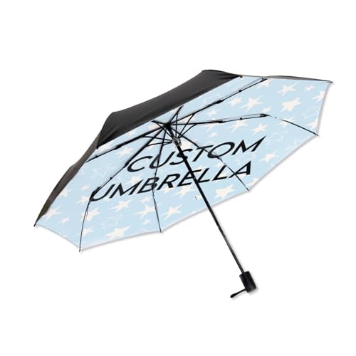 Parapluie personnalisé avec logo photo, modèle pliable 3 plis compact à revêtement noir