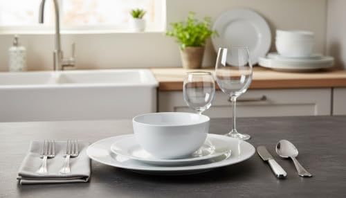 Image of Waterside 18pc White Rim Porcelain Dinner Set