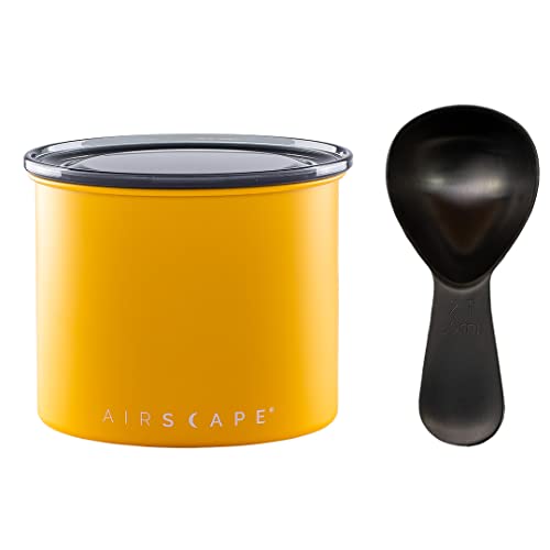 Airscape Stainless Steel Coffee Canister & Scoop Bundle - Food Storage by Planetary Design – 250 milliliters, Stainless Steel, Yellow