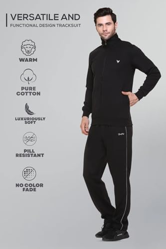 Image of GODFREY Zipper Track Suit For Man Winter Wear High Neck Cotton Tracksuit- Co ords For Men Regular Fit