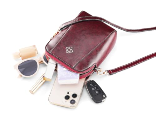 Vintage Waxed PU Crossbody Bag Vertical Rectangle Multi - Pocket Metal Detail Adjustable Strap3