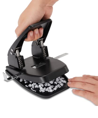 1Intheoffice 2 Hole Punch, Paper Puncher, Low Force Required, Jam Resistant, 28 Sheet Capacity, Black #TOP4