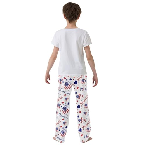 I Love America Boys Long Pants Soft Trousers Elastic Waist Kids Lounge Bottoms with Pockets S-XL3