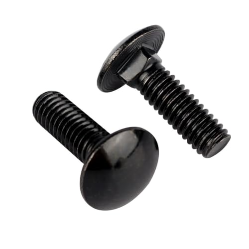 Image of 5 /16-18 x 2-1 /2 inch Carriage Bolts Screws Black Finish, Round Head Square Neck, 304 Stainless Steel 18-8, UNC Full Machine Coarse Thread, 10Pcs