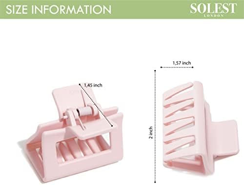 Solest London Hair Claw Clips - Square Medium Colourful Clips for Women and Girls - Pack of 6 - Hair Claws for Thick Thin Fine Long Hair - 6 Vibrant Matte Colours Hair Clips with a hair comb gift