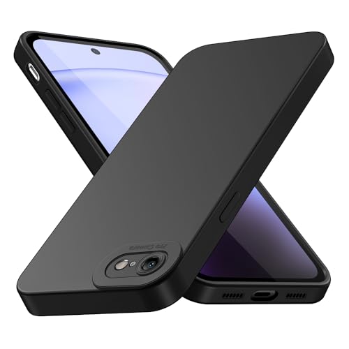 Tenphone - Carcasa para iPhone SE 2022 / SE 2020 y iPhone 8/7 (4,7), funda protectora de silicona flexible, cubierta a prueba de golpes con protección de cámara, compatible con IP SE 3/8/7 TPU (Negro)