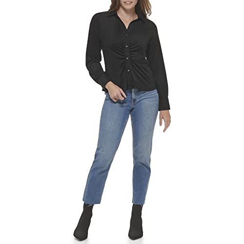 Image of Calvin Klein Women's Collar Soft Sinched Micro Suede
