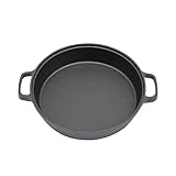 CHFUNE Gusseisen Grillpfanne Ø 25 cm, Bratpfanne mit Vorbehandlungsbeschichtung, Gusspfanne mit...