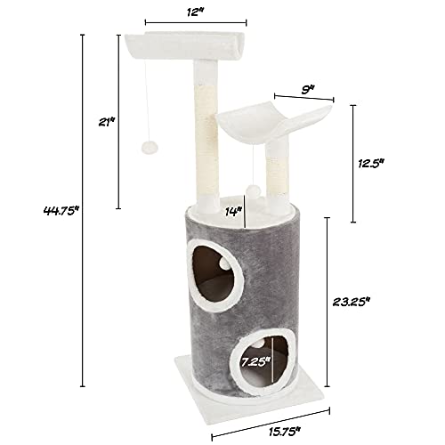 Torre para Gatos de 5 Niveles con Rascadores y Juguetes Gris miniatura 2