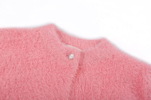SMILING PINKER Girls Cardigan Crewneck Fuzzy Button Sweater Long Sleeve Winter Eyelash Jacket for Dress4