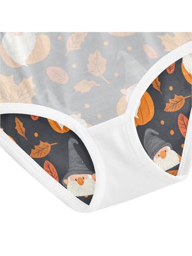 ZZKKO Fall Orange Leaves Pumpkin and Gnome Girls Underwear Toddler Panties for Girls Comfort Brief Size 2T 5