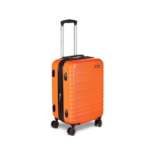 Amazon Basics 21" Hardside Carry-On Luggage with Spinner Wheels, Expandable for Up to 25% More Space, Scratch-Resistant Hardshell Suitcase, Telescoping Handle, Orange