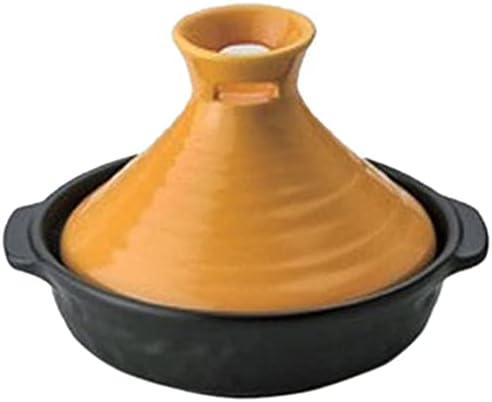 Set of 3 Tagine Pot/Shabu-shabu Healthy Cooking Pot (M) Yellow (Boxed) [6.7 x 5.5 x 4.7 inches (17 x 14 x 12 cm), 6.7 x 5.5 x 1.6 inches (17 x 14 x 4 cm), 250cc] Direct Fire, Dedicated Recipe
