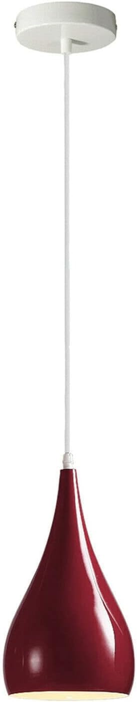 LEDSone Modern Hanging Pendant Light Fitting, Industrial Loft Ceiling Adjustable Lamp Teardrop Metal 16cm Light Shade, E27 Base Pendant for Cafe, Restaurent, Living Room, Kithcen Island (Burgandy)