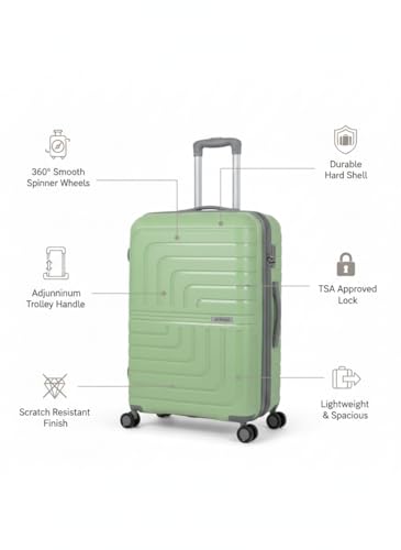 Image of Pro 8 Wheels Set of 2 (Cabin + Medium) Trolley Bags, Hard Case Polypropylene, 360º Wheeling Luggage for Men & Women, Suitcase for Travel, Trolley Bags for Travel (Lime)