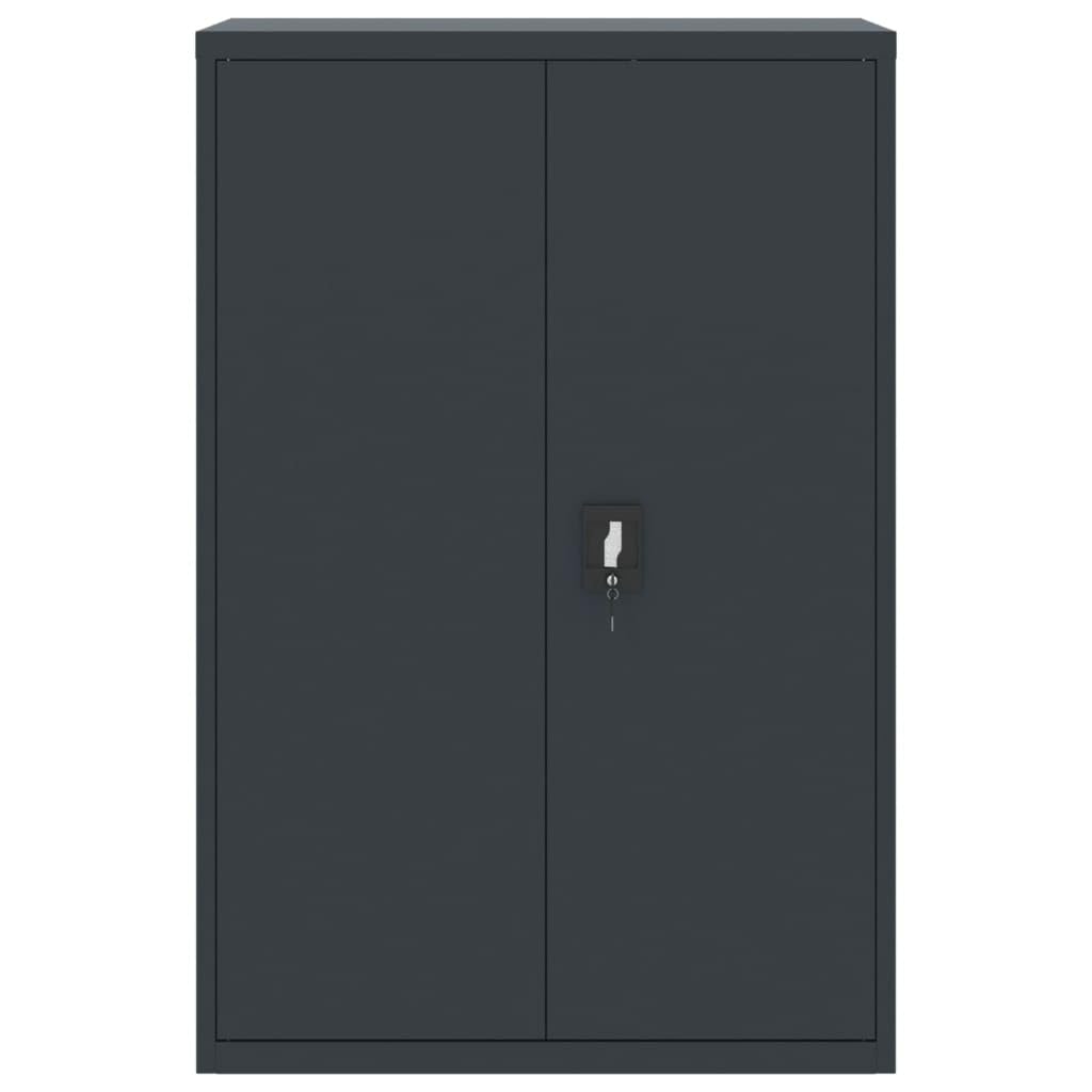 Armadio Classificatore in Acciaio con Serratura 90x40x180 cm | Mobile contenitore da ufficio e studio con 3 ripiani regolabili e struttura robusta in metallo verniciato antracite.
