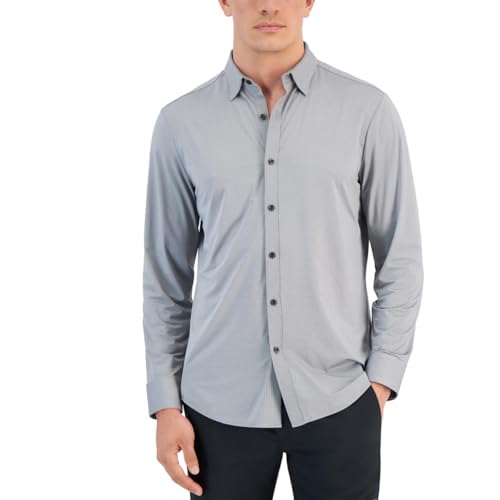 Alfani Mens Collar Nylon Button-Down Shirt B/W XXL Bright White