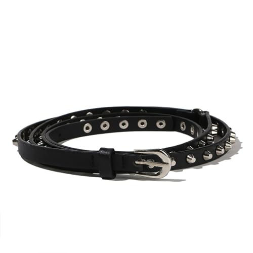 Generic Studded PU Leather Belt Long Punk Rivet Waistband Waist Belt for Women Girls Dress Jeans Pants Blouse Tshirt, 66.1 inch, 168CM, Black3