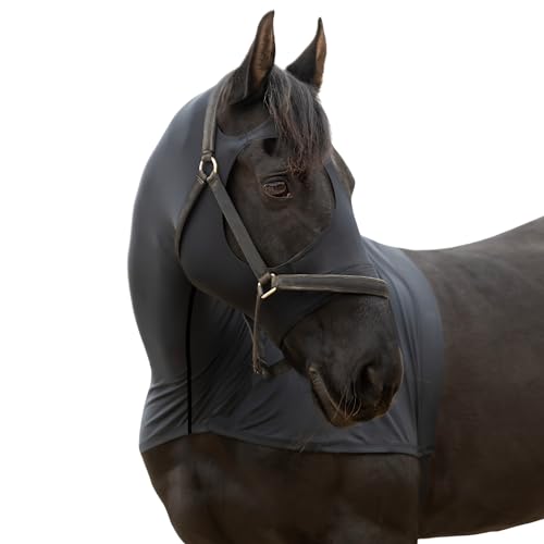 Image of RESISTANCE Premium Horse Hood Full Zipper with Face & Forelock Saver - Horse Sleazy Slickers and Horse Care Sheet