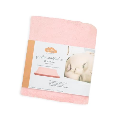 Miniatura 7 de Funda Para Cambiador De Bebé, 80x50 Cm, Microfibra Suave Y Absorbente, Ajuste Elástico Perfecto, Lavable, Hecho En España Rosa