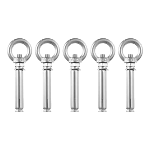 QUARKZMAN Perno de Ojo de Expansión con Anillo de Elevación, 10 Piezas M8X80mm de Acero Inoxidable 304, Tornillo de Expansión para Pared de Concreto y Ladrillo