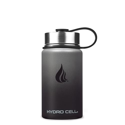 Image of HYDRO CELL Stainless Steel Insulated Water Bottle with Straw - For Cold & Hot Drinks - Metal Vacuum Flask with Screw Cap and Modern Leakproof Sport Thermos for Adults (Graphite /Black 14oz)