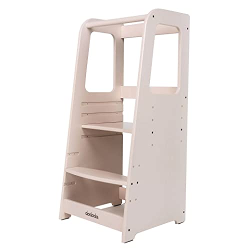 Image of dadada Toddler Tower - Kids Step Stool with Safety Rail - Adjustable Montessori Step Stool for Kids - Toddler Learning Tower with Protection - Kitchen Toddler Step Stool - Blush