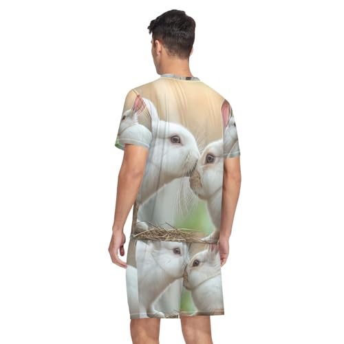 Pajamas Set for Men, Short Sleeve Pajama Sets Loose Loungewear, S-XXL2