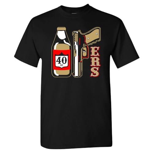 Forty Ounce Game Day Mens T-Shirt for San Francisco Fans (Black Shirt XL)