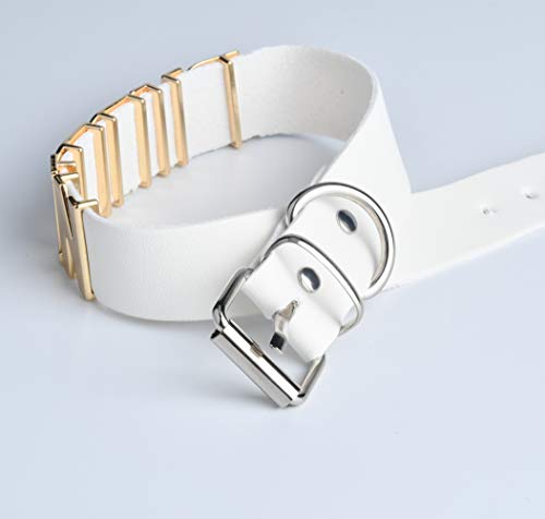 White Pu Leather PUDDIN Choker Necklace for Cosplay Movies Costume Accessiores Halloween Cosplay4
