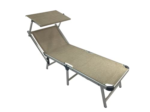 LIFE IS Lettino da Mare prendisole Pieghevole in Alluminio Anodizzato.Semiprofessionale. Ripiegabile in 3 sezioni. Colore Ecru