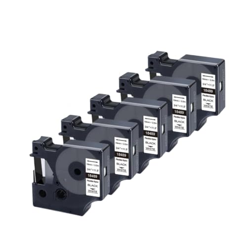 Cinta para rotuladora 5200 y 4200, etiquetas de nailon negro sobre blanco de 19 mm, 5 piezas