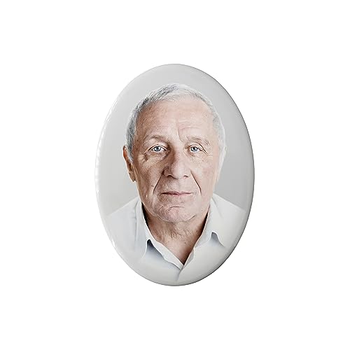 Placa Conmemorativa Ovalada de Cerámica Porcelana para Lápida - Foto Cerámica Conmemorativa (9 cm x12 cm)