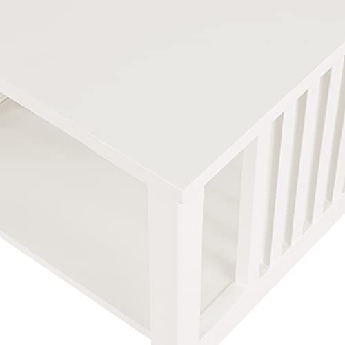 Image of OSP Home Furnishings Sierra End Table with Lower Storage Shelf and Mission Style Side Panels, White
