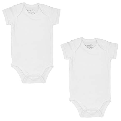 123 Bear Baby Cotton Spandex Infant Bodysuits Long Sleeve and Short Sleeve (White 2-Pack Short Sleeve Newborn)