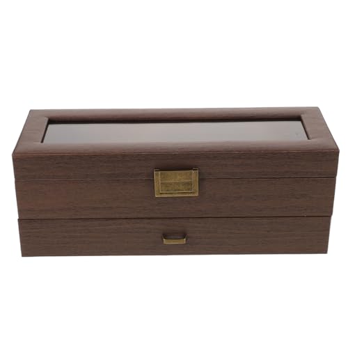 Boîte à montres bois vintage homme boîte rangement bijoux double couche organisateur sécurisé