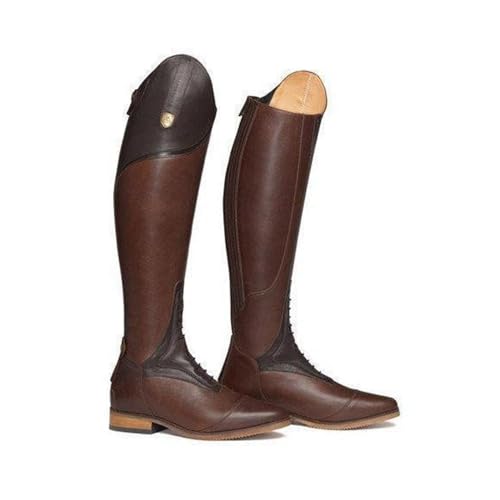 Botas Ecuestres Mujer - Cuero PU, Cordones, Suela Antideslizante, Estilo Retro | Talla 40, Color Marrón