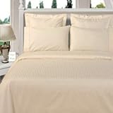 Grandeur Linens 1000 Thread Count Four (4) Piece King Size Ivory Stripe Bed Sheet Set, 100% Egyptian...