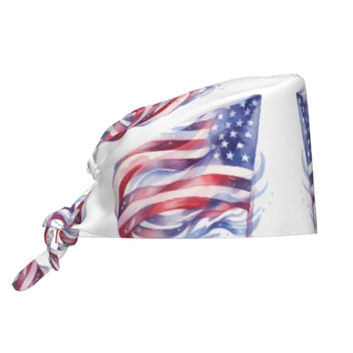 YYHWHJDE Breathable Work Hat American Flag Prints Adjustable Comfortable Chef Hat for Women & Men Black